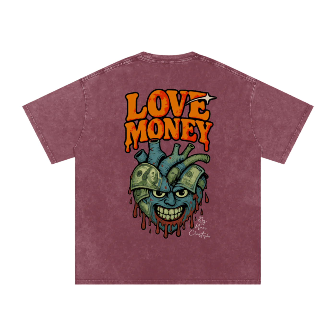 LOVE MONEY “CRIMSON RED” LM OVERSIZED T-SHIRT BY MARC CHRISTOPHE
