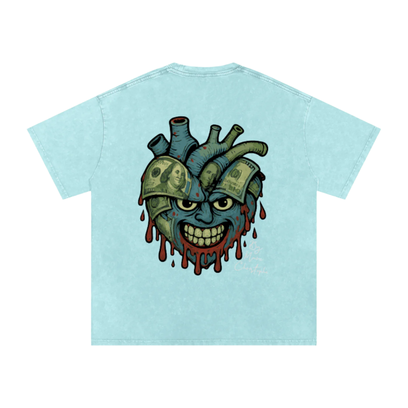 LOVE MONEY “PASTEY BLUE” BIG HEART OVERSIZED T-SHIRT BY MARC CHRISTOPHE